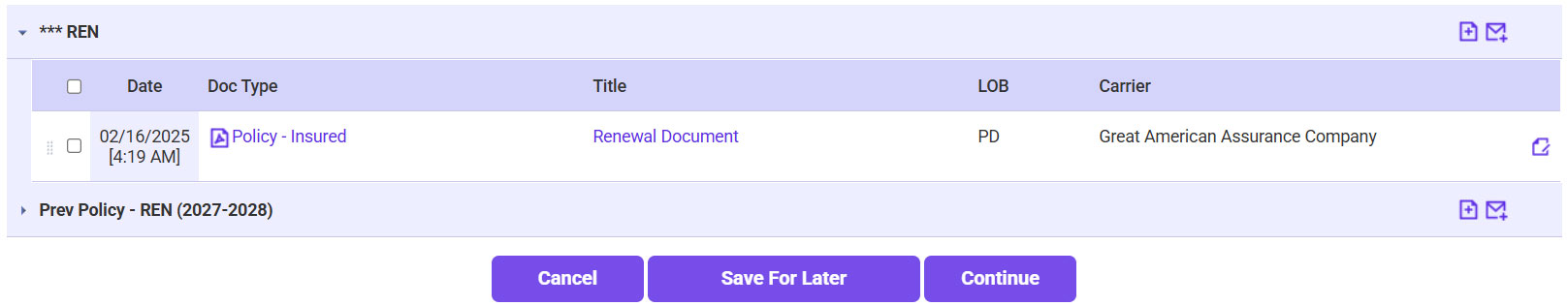 Attach Renewal Policy