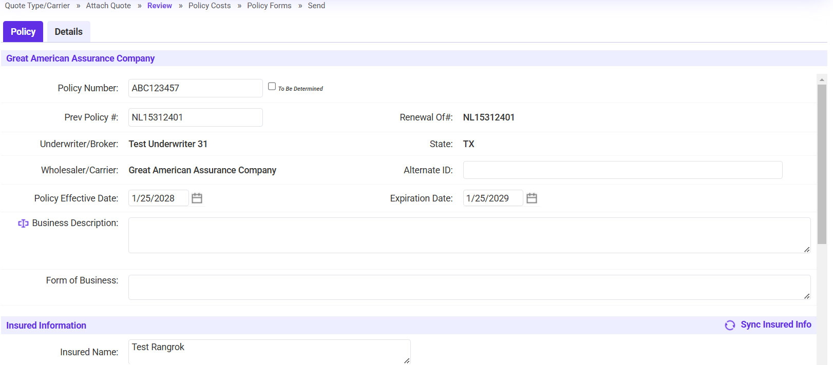 Attach Renewal Policy