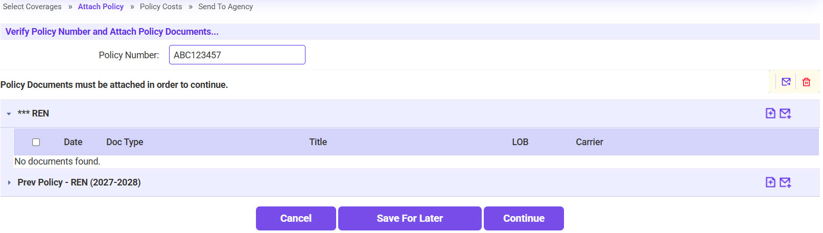 Attach Renewal Policy