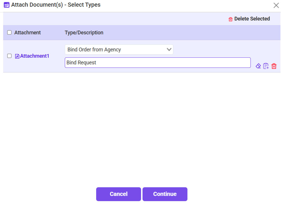 Bind Order from Agency