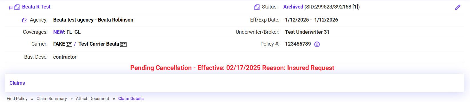 pending cancellation