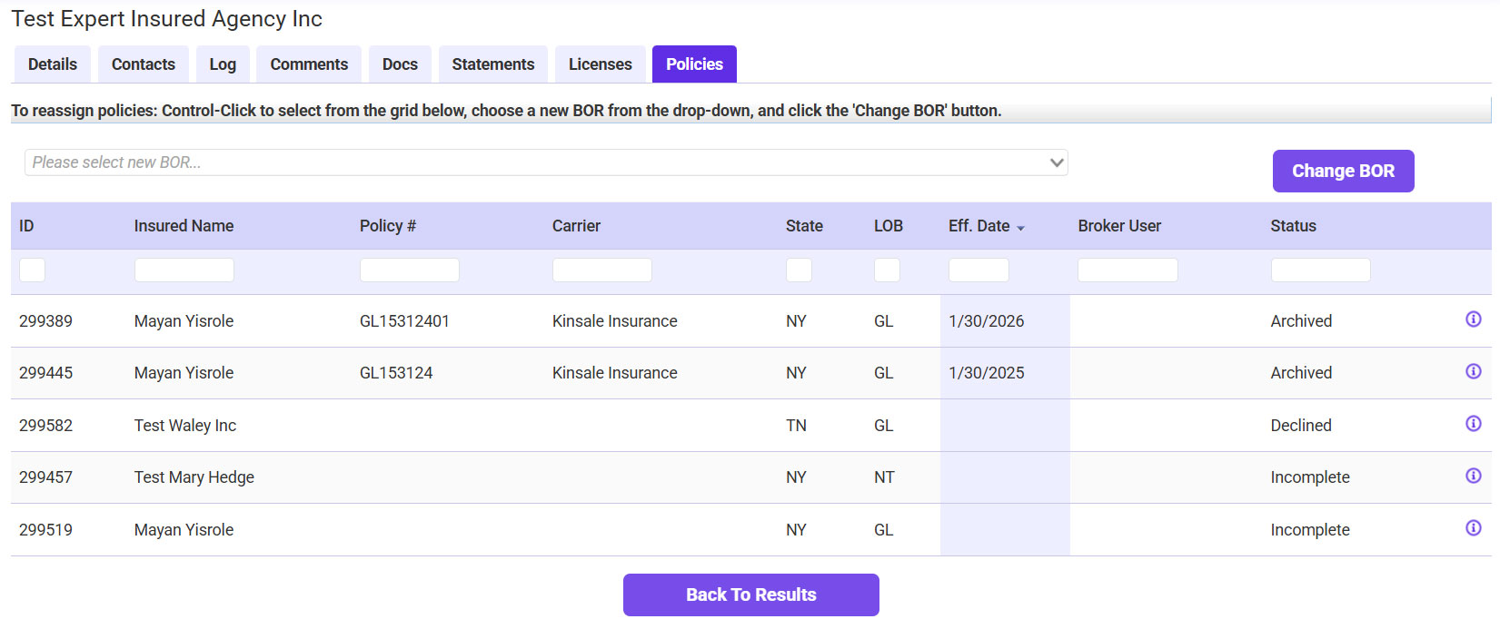Click on Policies Tab