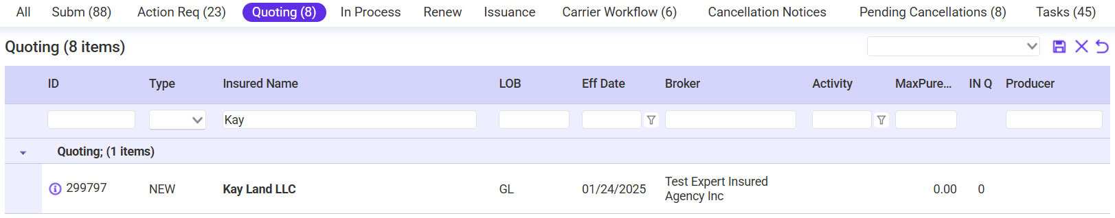 carrier sends the quote