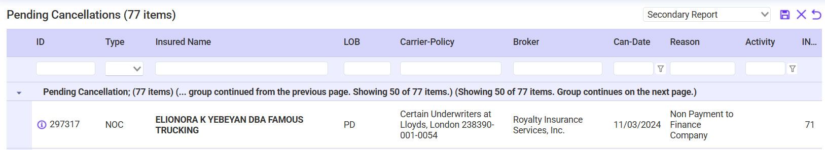 Select the transaction