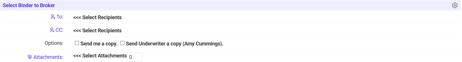 binder to the agency