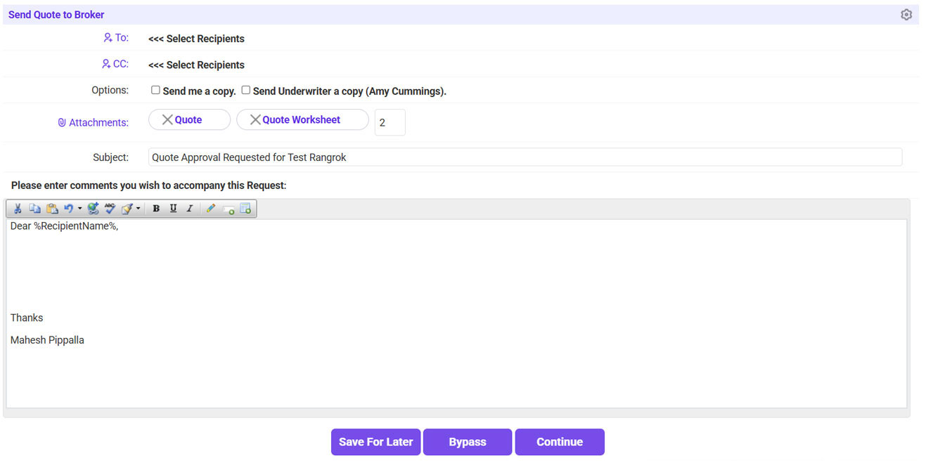 Send the endorsement document