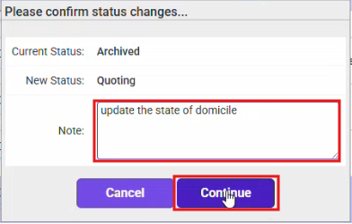 status changes